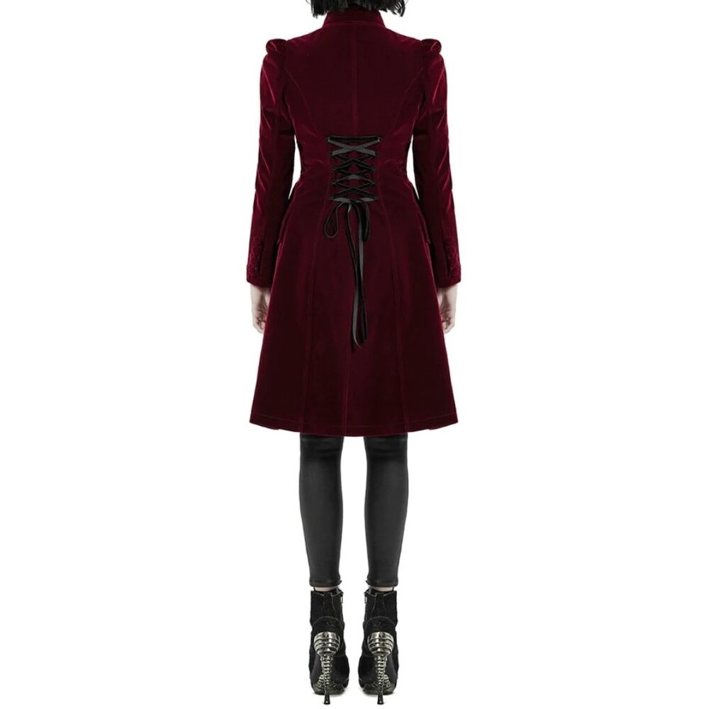 Women's coat Jacket Vespertine Mid Length Coat Red/Maroon Velvet Coat USA - Picture 7 of 8